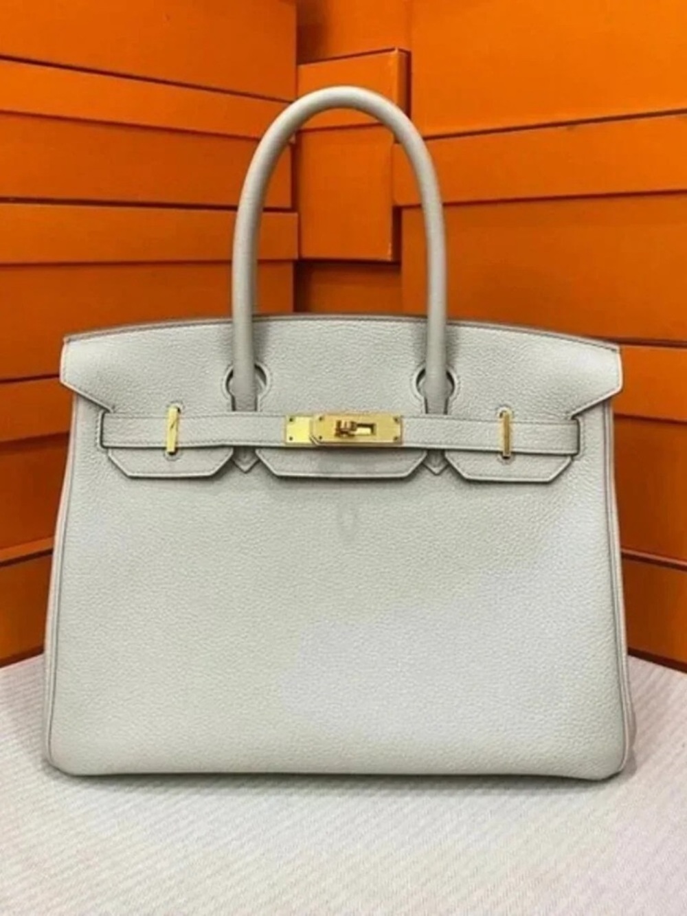Hermès Cream Structured Leather Satchel - Elegant Everyday Carry - Picture 3 of 5